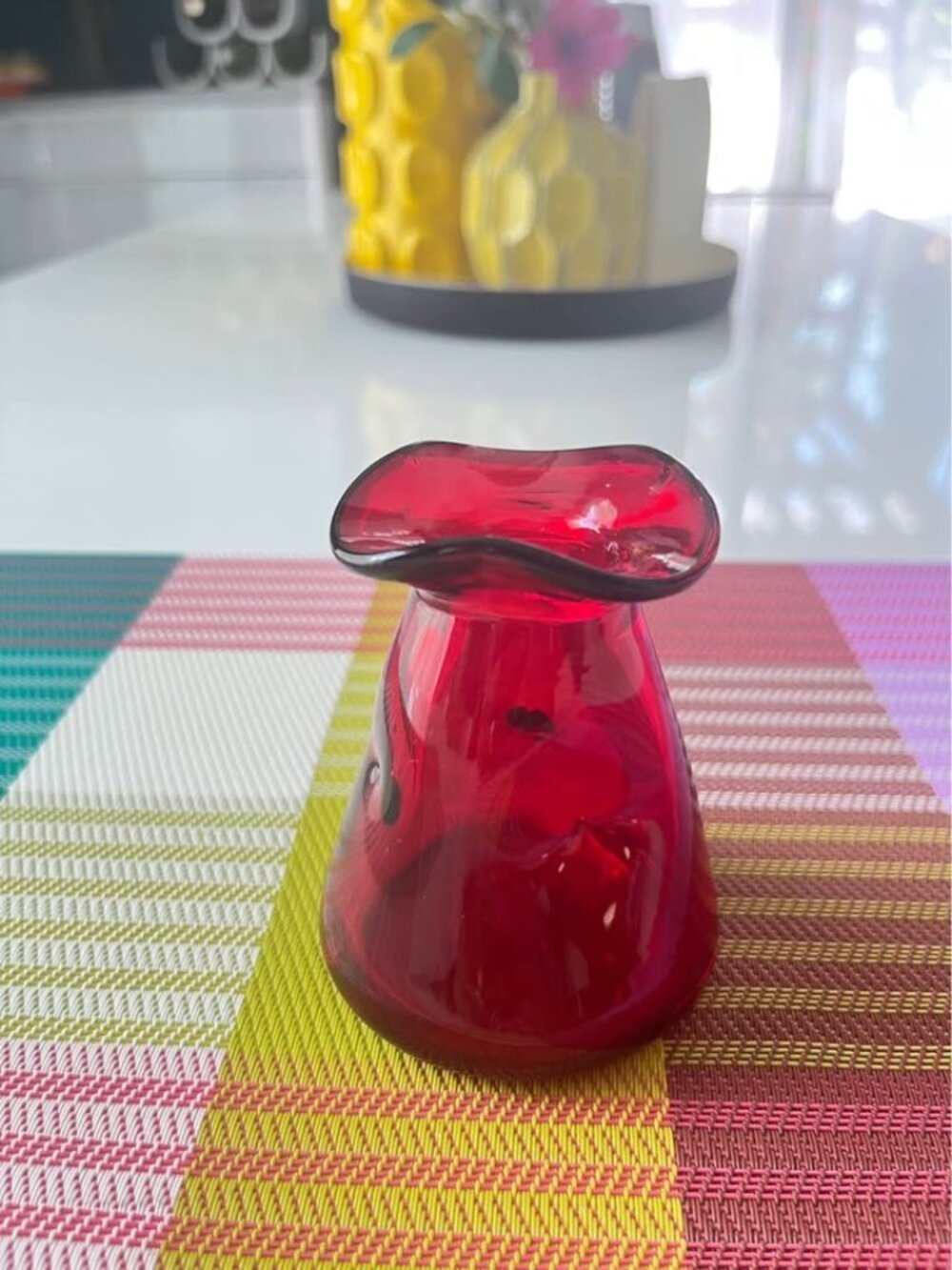 Vintage Mid Century Blenko/Pilgrim Red Bud Vase